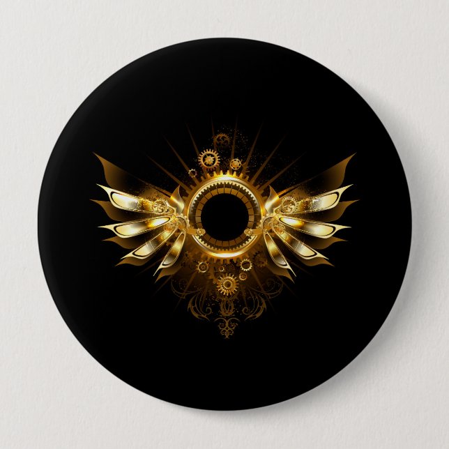 Steampunk wings 10 cm round badge (Front)