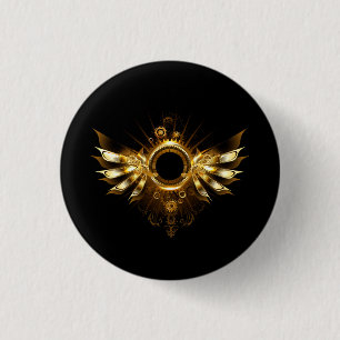 Steampunk wings 3 cm round badge
