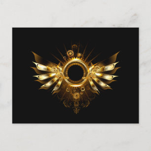 Steampunk wings announcement postcard