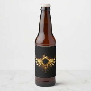 Steampunk wings beer bottle label