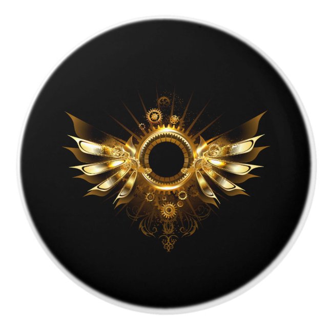 Steampunk wings ceramic knob (Front)
