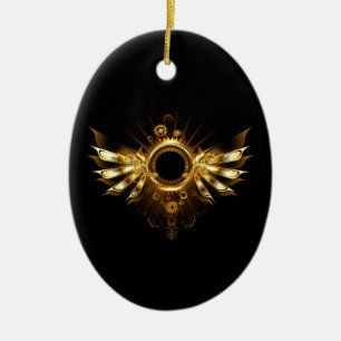 Steampunk wings ceramic ornament