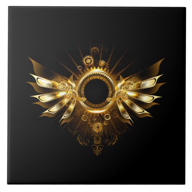 Steampunk wings ceramic tile (Front)