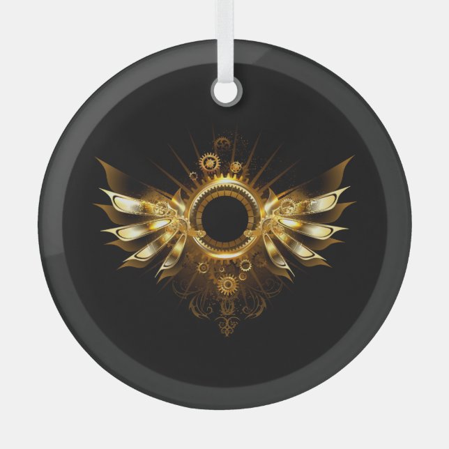 Steampunk wings glass tree decoration (Front)