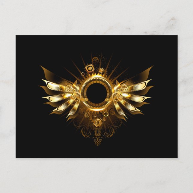 Steampunk wings invitation postcard (Front)