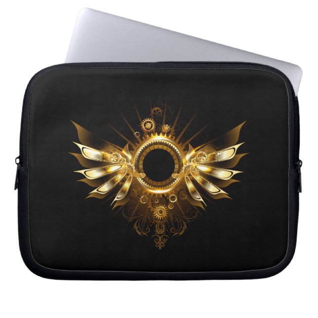 Steampunk wings laptop sleeve (Front)