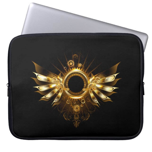 Steampunk wings laptop sleeve (Front)