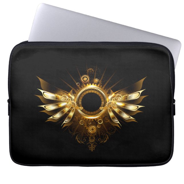 Steampunk wings laptop sleeve (Front)