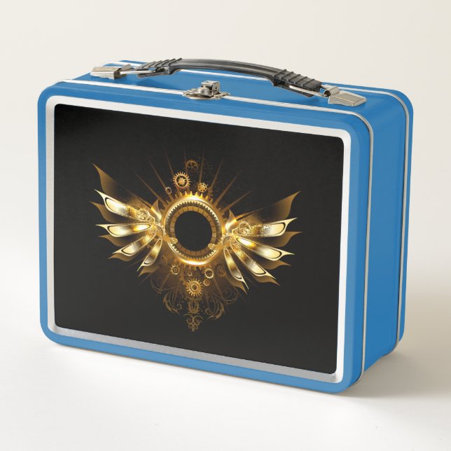 Steampunk wings metal lunch box (Front)