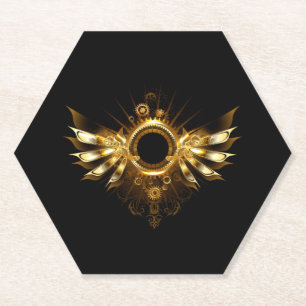 Steampunk wings paper coaster