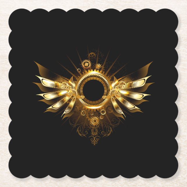 Steampunk wings paper coaster (Front)