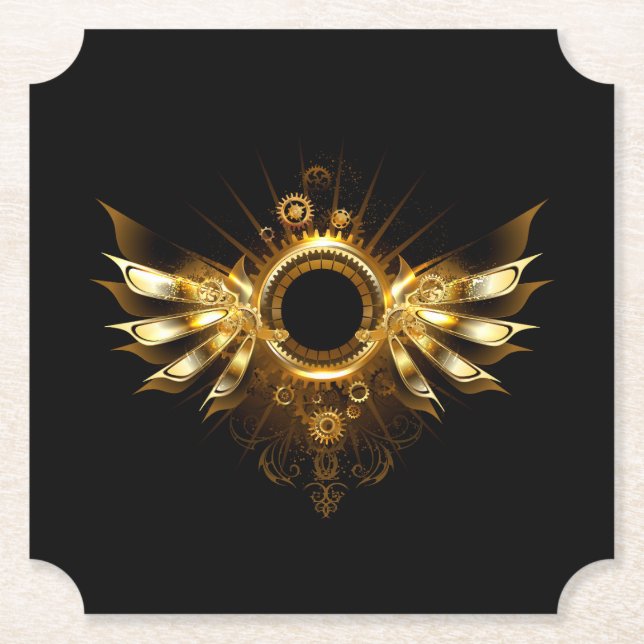 Steampunk wings paper coaster (Front)