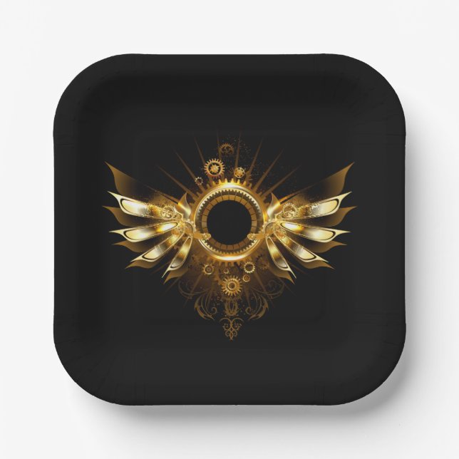 Steampunk wings paper plate (Front)