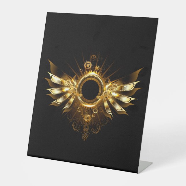 Steampunk wings pedestal sign (Front)