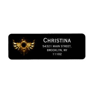 Steampunk wings return address label