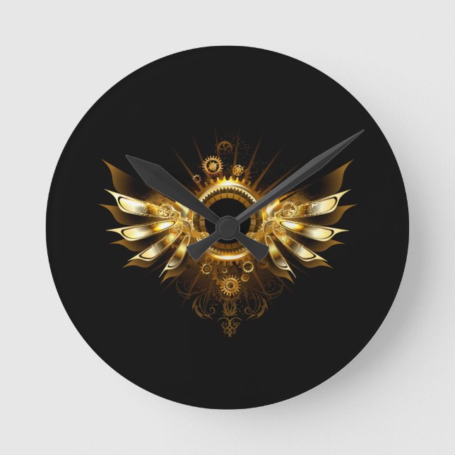 Steampunk wings round clock (Front)