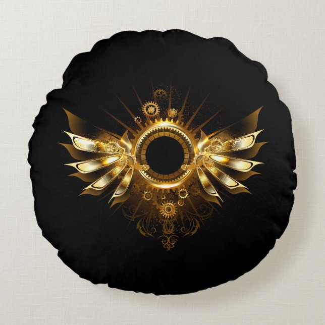 Steampunk wings round cushion (Front)