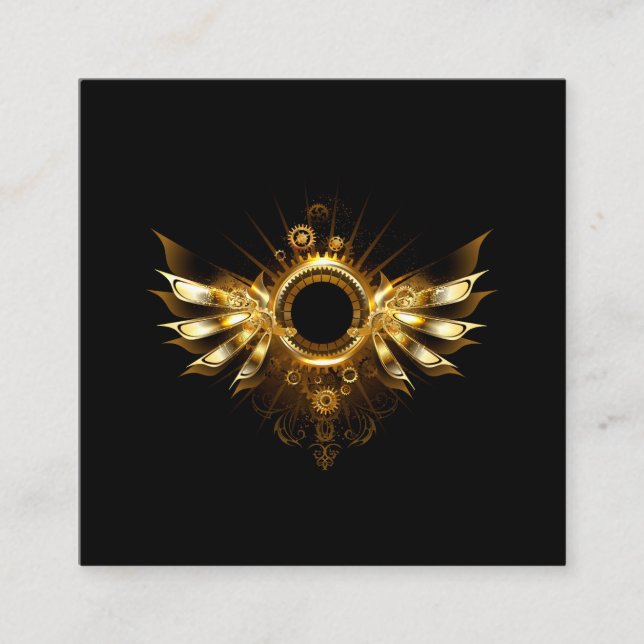 Steampunk wings square business card (Front)