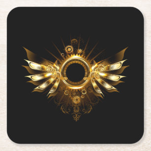Steampunk wings square paper coaster