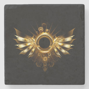 Steampunk wings stone coaster