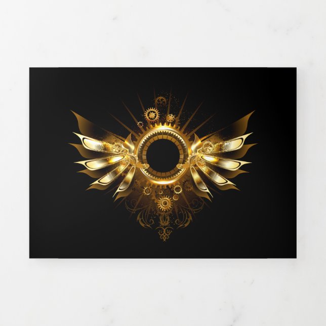 Steampunk wings Tri-Fold holiday card (Cover)