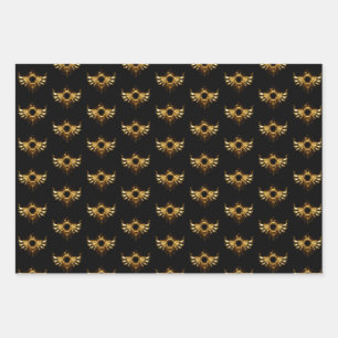 Steampunk wings wrapping paper sheet