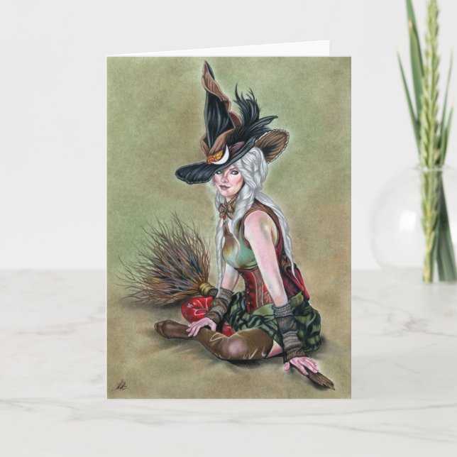 Steampunk Witch greeting card (Front)