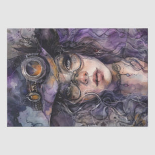 Steampunk Witch Halloween Watercolor Tissue Paper