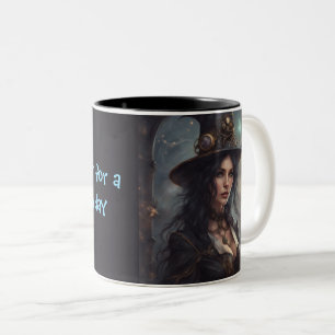 Steampunk Witch Potion for a Magical day Two-Tone Coffee Mug