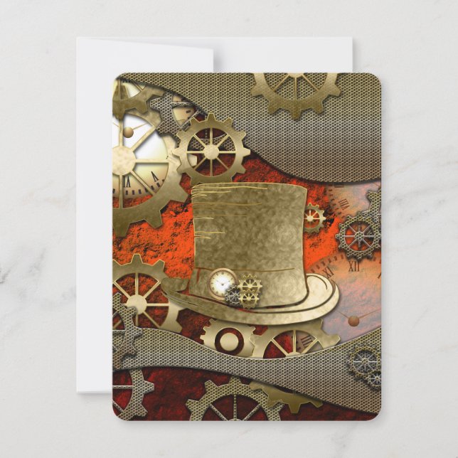 Steampunk witch wonderful hat invitation (Front)