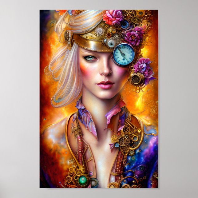 Steampunk Woman # 2 , Digital Art Poster (Front)