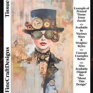 Steampunk Woman Collage Portrait DJ9R Decoupage Tissue Paper