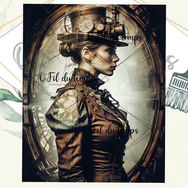 Steampunk Woman Decoupage v2 Tissue Paper (Creator Uploaded)