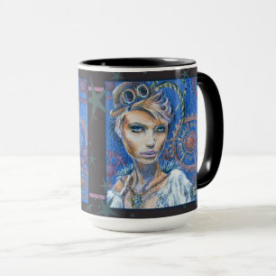 Steampunk Woman Fantasy Portrait Mug with Gears