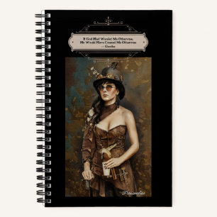 Steampunk Woman Goethe God Quote Black Journal