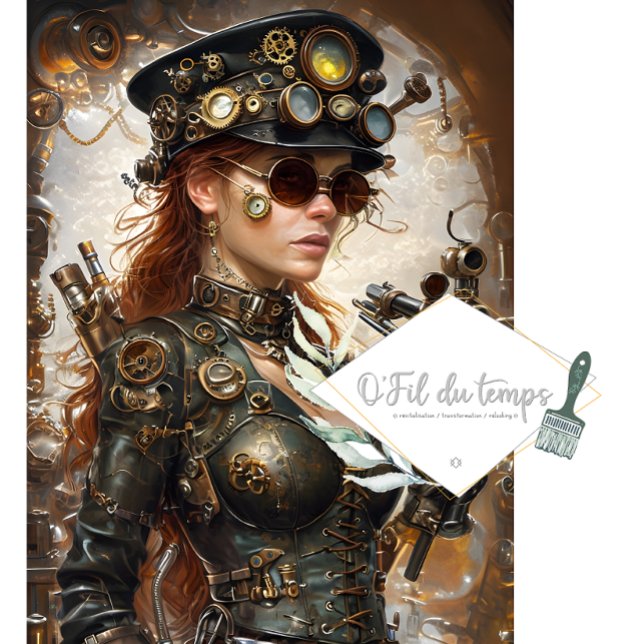 Steampunk Woman Mechanical Elements Decoupage Tissue Paper (Creator Uploaded)