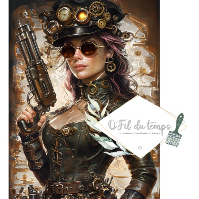 Steampunk Woman Mechanical Elements Decoupage Tissue Paper (Creator Uploaded)