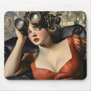 Steampunk Woman Mouse Pad