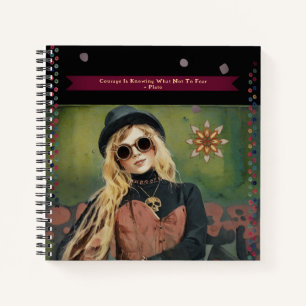 Steampunk Woman Plato Quote Black Journal