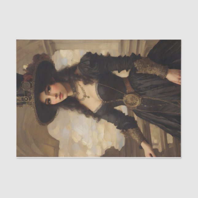 Steampunk Woman Portrait Art Tissue Paper (Front)