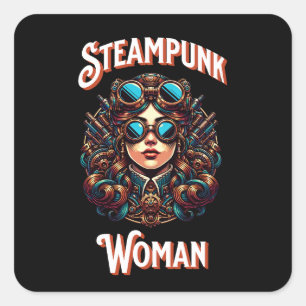 Steampunk Woman Square Sticker