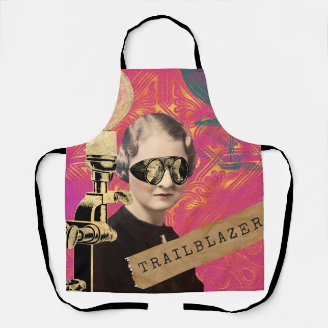 Steampunk Woman Trailblazer Pop Art  Apron (Front)