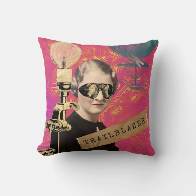 Steampunk Woman Trailblazer Pop Art  Cushion (Front)