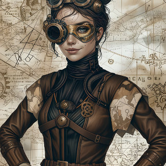Steampunk women decoupage paper