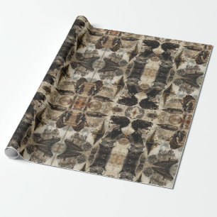 Steampunk women wrapping paper