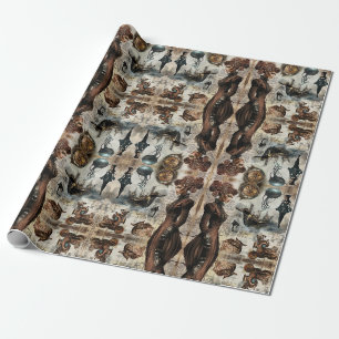 Steampunk women wrapping paper