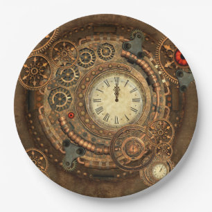 Steampunk, wonderful clockwork paper plate