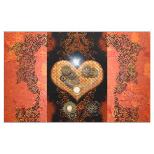 Steampunk, wonderful heart with clocks fabric
