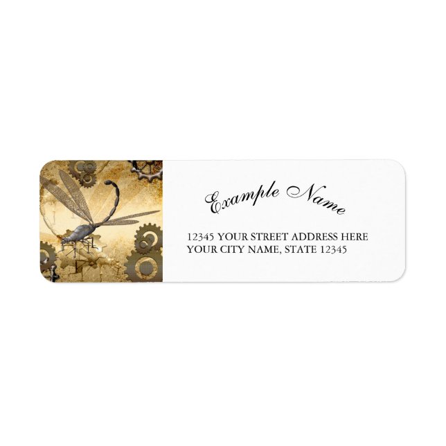 Steampunk, wonderful  steam dragonflies return address label (Front)