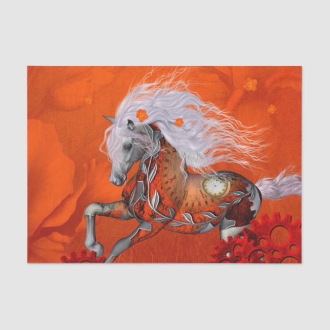 Steampunk, wonderful wild steampunk horse tissue paper (Front)